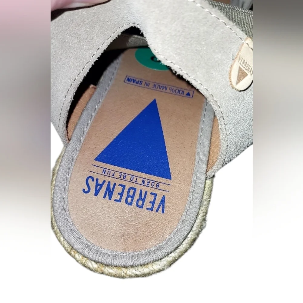 Verbenas Beige Cross Strap Espadrille Wedge Sandals